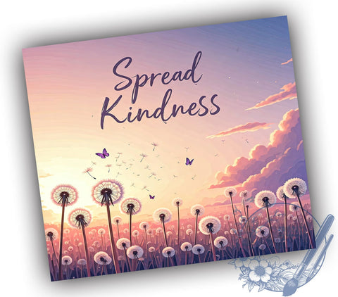 Kindness Dandelion 20oz Tumbler, Dandelion Art, 20oz Tumbler Wrap, Sublimation Design, Inspirational Gift, Nature Decor, Positive Vibes Gift Sublimation ToriDesigns 