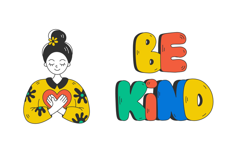 Kindness Girl & Lettering PNG Clipart EPS Sublimation Rin Green 
