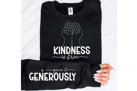 Kindness is Free Sleeve SVG, Boho Inspirational SVG, Love Yourself SVG, Positive Quotes SVG Design SVG Regulrcrative 