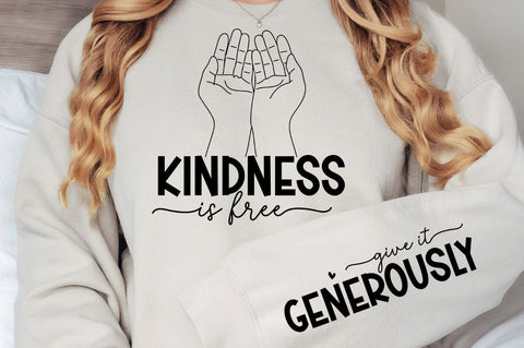 Kindness is Free Sleeve SVG, Boho Inspirational SVG, Love Yourself SVG, Positive Quotes SVG Design SVG Regulrcrative 