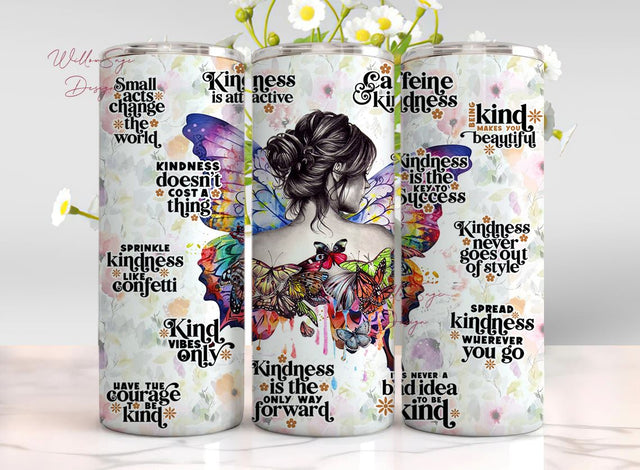 Kindness is Magical Positive Inspiration Word 20oz Skinny Tumbler Wrap PNG Sublimation Designs Download Sublimation WillowSageDesign 