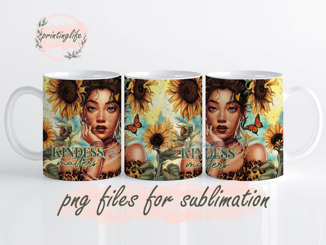 Kindness Matters Breath Dragonfly Mug Wrap Design, Instant Digital Design Download Mug Wrap Design, Mug Design PNG Sublimation PrintingLife 