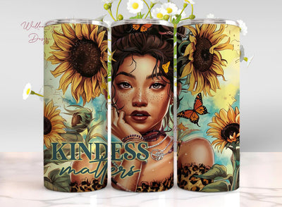 Kindness Matters Tumbler Wrap, 20oz Skinny Sublimation Tumbler Design, Affirmation Sublimation Design, Inspirational Tumbler Png Downloads Sublimation WillowSageDesign 