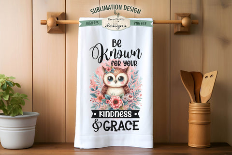 Kindness Owls Kitchen Towel Sublimation Design Sublimation Ewe-N-Me Designs 