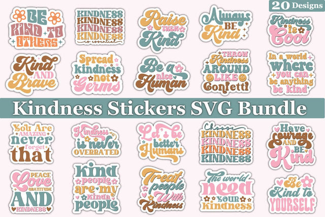 Kindness Stickers SVG Bundle SVG akazaddesign 