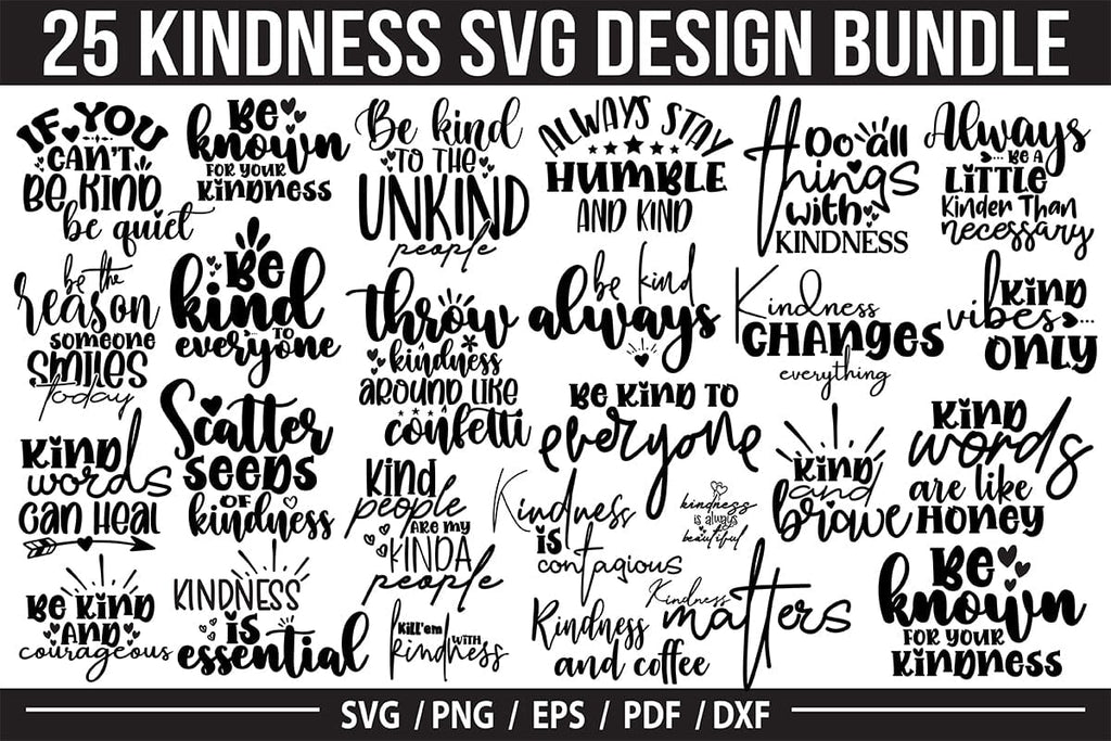 Kindness SVG Bundle, Inspriation SVG Bundle - So Fontsy