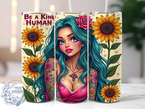 Kindness Tumbler, Inspirational Quotes, Be a Kind Human, Motivational Design, 20oz Sublimation, Digital Tumbler Wrap, Positive Messages Sublimation ToriDesigns 