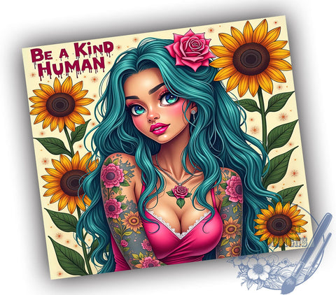 Kindness Tumbler, Inspirational Quotes, Be a Kind Human, Motivational Design, 20oz Sublimation, Digital Tumbler Wrap, Positive Messages Sublimation ToriDesigns 