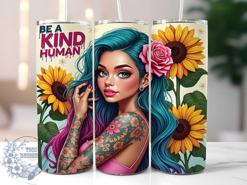 Kindness Tumbler, Inspirational Quotes, Be a Kind Human, Motivational Design, 20oz Sublimation, Digital Tumbler Wrap, Positive Messages Sublimation ToriDesigns 