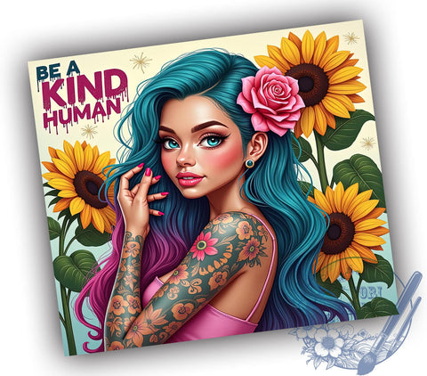 Kindness Tumbler, Inspirational Quotes, Be a Kind Human, Motivational Design, 20oz Sublimation, Digital Tumbler Wrap, Positive Messages Sublimation ToriDesigns 