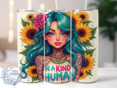 Kindness Tumbler, Inspirational Quotes, Be a Kind Human, Motivational Design, 20oz Sublimation, Digital Tumbler Wrap, Positive Messages Sublimation ToriDesigns 