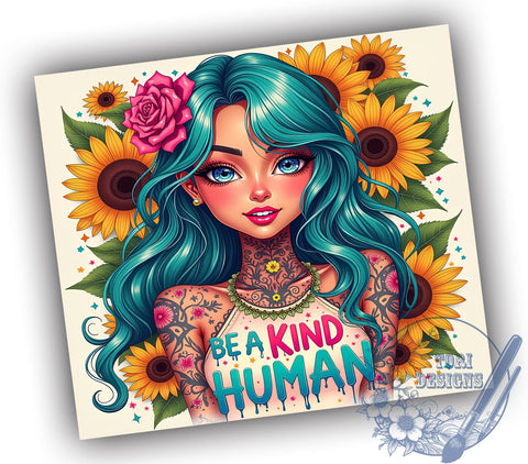 Kindness Tumbler, Inspirational Quotes, Be a Kind Human, Motivational Design, 20oz Sublimation, Digital Tumbler Wrap, Positive Messages Sublimation ToriDesigns 