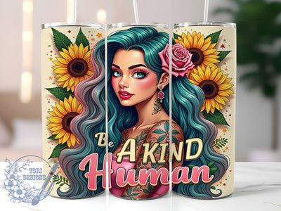 Kindness Tumbler, Inspirational Quotes, Be a Kind Human, Motivational Design, 20oz Sublimation, Digital Tumbler Wrap, Positive Messages Sublimation ToriDesigns 