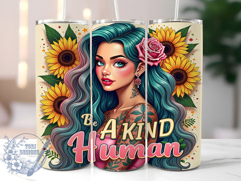 Kindness Tumbler, Inspirational Quotes, Be a Kind Human, Motivational Design, 20oz Sublimation, Digital Tumbler Wrap, Positive Messages Sublimation ToriDesigns 