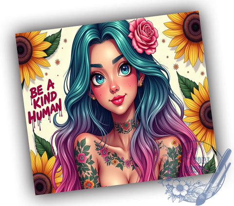 Kindness Tumbler, Inspirational Quotes, Be a Kind Human, Motivational Design, 20oz Sublimation, Digital Tumbler Wrap, Positive Messages Sublimation ToriDesigns 