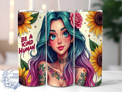 Kindness Tumbler, Inspirational Quotes, Be a Kind Human, Motivational Design, 20oz Sublimation, Digital Tumbler Wrap, Positive Messages Sublimation ToriDesigns 