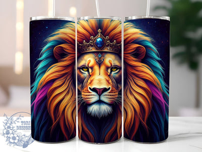 King of Jungle Crowned Lion Tumbler Wrap, King of Jungle Tumbler, Sublimation Tumbler, 20oz Tumbler Wrap, Wildlife Tumbler, Animal Print Tumbler, Personalized Tumbler Sublimation ToriDesigns 