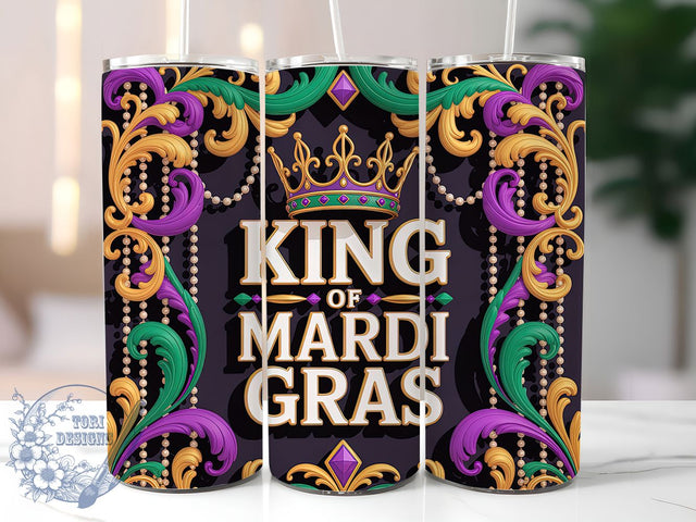 King of Mardi Gras Tumbler, Fat Tuesday Carnival Wrap, Festive Party Cup, 20oz Sublimation Wrap, New Orleans Celebration Tumbler, Mardi Gras King Design Cup, Mardi Gras Royal Theme Wrap Sublimation ToriDesigns 
