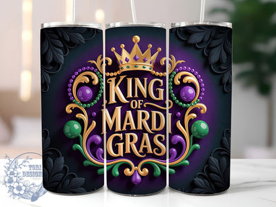 King of Mardi Gras Tumbler, Fat Tuesday Carnival Wrap, Festive Party Cup, 20oz Sublimation Wrap, New Orleans Celebration Tumbler, Mardi Gras King Design Cup, Mardi Gras Royal Theme Wrap Sublimation ToriDesigns 