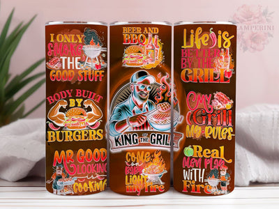 King Of The Grill 20oz Tumbler Wrap PNG, Funny Grilling Tumbler Png, Straight & Tapered Tumbler Wrap, Instant Digital Download Sublimation Li Zamperini 