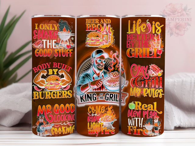 King Of The Grill 20oz Tumbler Wrap PNG, Funny Grilling Tumbler Png, Straight & Tapered Tumbler Wrap, Instant Digital Download Sublimation Li Zamperini 