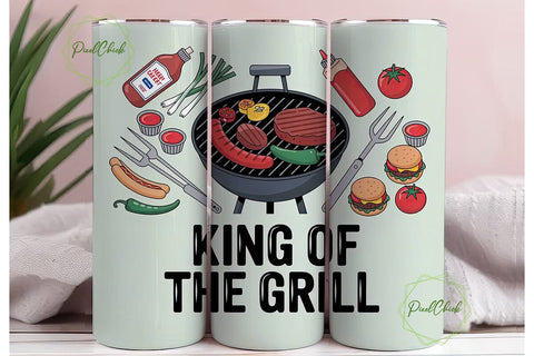 King of the Grill 20oz Tumbler Wrap Sublimation PixelChick 