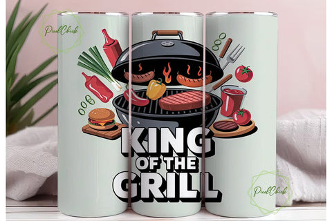 King of the Grill 20oz Tumbler Wrap Sublimation PixelChick 