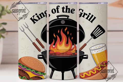 King of the Grill 20oz Tumbler Wrap Sublimation sassyprint 
