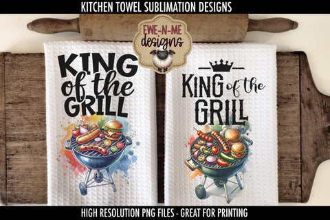 King of The Grill Fathers Day - Sublimation Kitchen Towel Sublimation Ewe-N-Me Designs 
