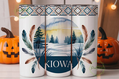 Kiowa Winter Scene 20oz Tumbler Wrap Sublimation PixelChick 