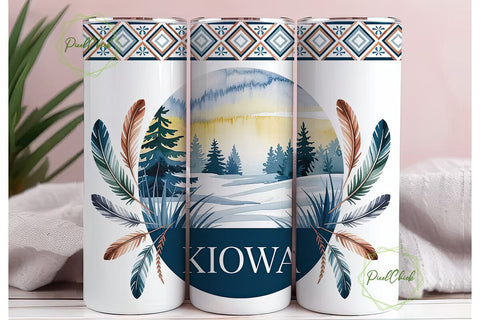 Kiowa Winter Scene 20oz Tumbler Wrap Sublimation PixelChick 