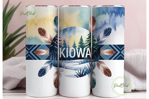Kiowa Winter Scene 20oz Tumbler Wrap Sublimation PixelChick 