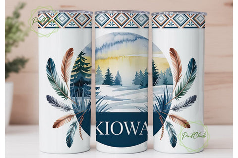 Kiowa Winter Scene 20oz Tumbler Wrap Sublimation PixelChick 