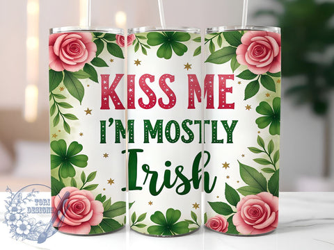 Kiss Me I'm Irish 20oz Tumbler, St. Patrick's Day 20oz Tumbler, Irish Humor, Sublimation Wrap, St. Paddy's Day Gift, Irish Pride Tumbler Sublimation ToriDesigns 