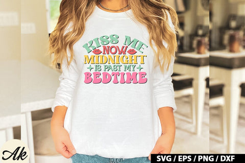 Kiss me now midnight is past my bedtime Retro SVG SVG akazaddesign 