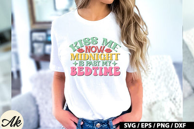 Kiss me now midnight is past my bedtime Retro SVG SVG akazaddesign 