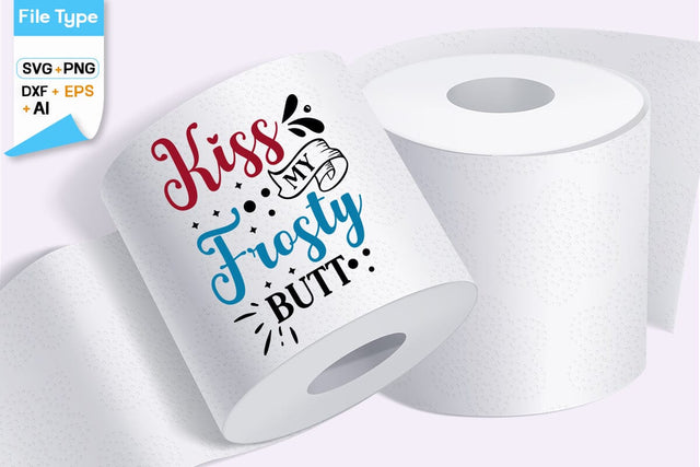 Kiss My Frosty Butt SVG Design, Christmas Toilet Paper SVG Design, Christmas SVG Design SVGs, Food & Drink, Print & Cut, Quotes and Sayings SVG DesignPlante 503 