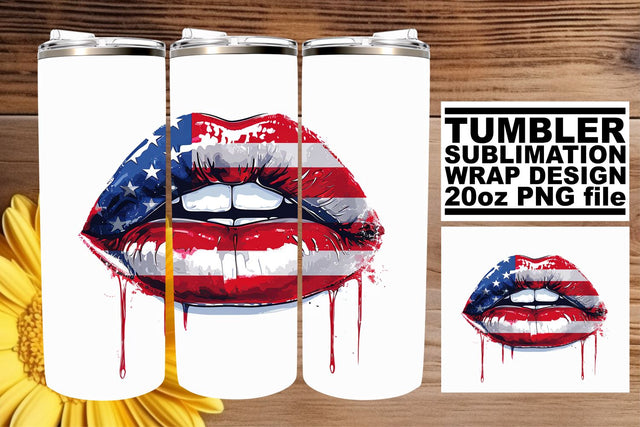 Kiss of Freedom: American Woman Tumbler Design Sublimation afrosvg 