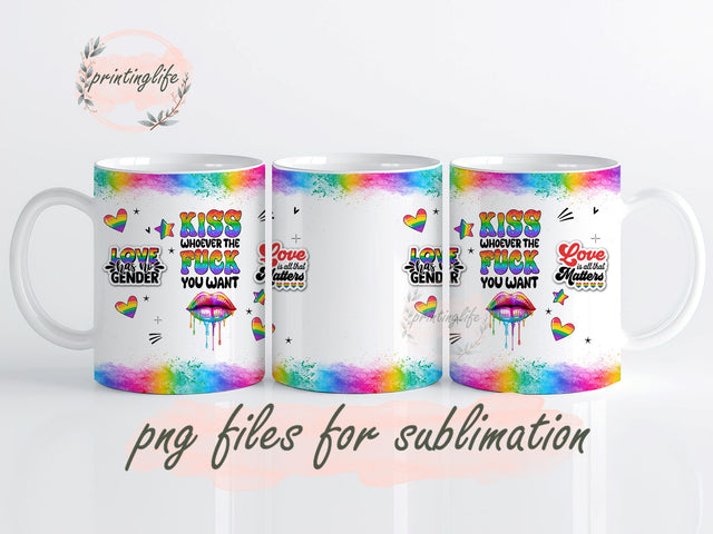 Kiss Whoever You Want Mug Wrap Design, Instant Digital Design Download Mug Wrap Design, Mug Design PNG Sublimation PrintingLife 
