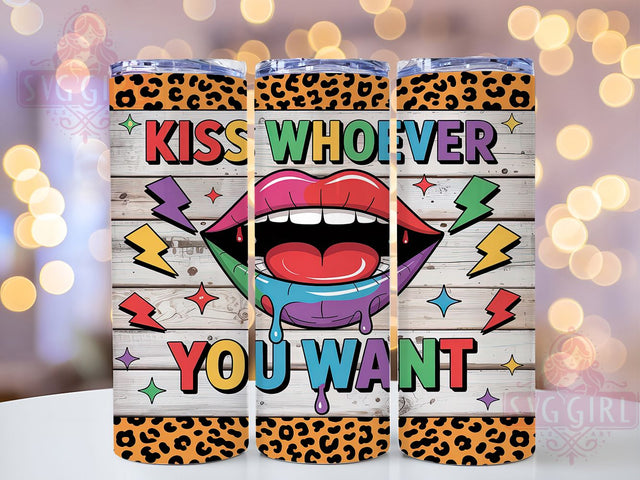 Kiss Whoever You Want Rainbow Tumbler, Pride 20Oz Tumbler, Rainbow Kiss Cup, LGBTQ Pride Drinkware, Sublimation Tumbler Wrap, Queer Love Tumbler, Pride Kiss Sublimation Sublimation SvggirlplusArt 