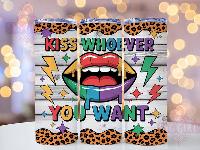 Kiss Whoever You Want Rainbow Tumbler, Pride 20Oz Tumbler, Rainbow Kiss Cup, LGBTQ Pride Drinkware, Sublimation Tumbler Wrap, Queer Love Tumbler, Pride Kiss Sublimation Sublimation SvggirlplusArt 