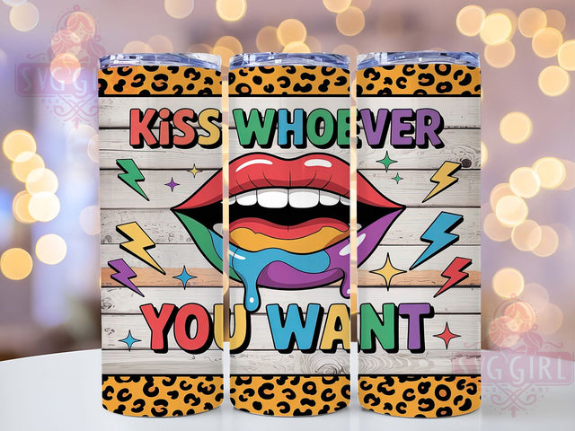 Kiss Whoever You Want Rainbow Tumbler, Pride 20Oz Tumbler, Rainbow Kiss Cup, LGBTQ Pride Drinkware, Sublimation Tumbler Wrap, Queer Love Tumbler, Pride Kiss Sublimation Sublimation SvggirlplusArt 