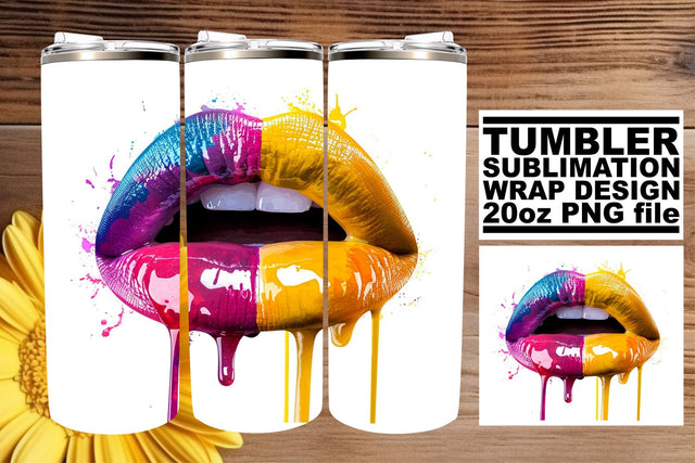 Kissable Lips Tumbler Wrap Design Sublimation afrosvg 