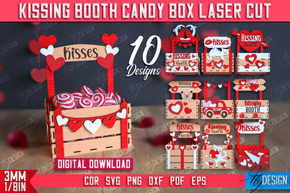 Kissing Booth Candy Box Bundle | Candy Treat Box | Valentine's Kissing Booth | CNC Files SVG Fly Design 