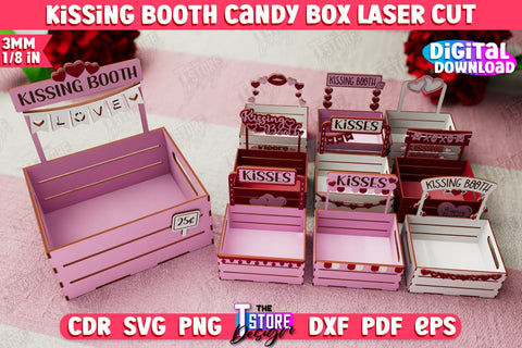 Kissing Booth Candy Box Bundle | Candy Treat Box | Valentine's Kissing Booth | CNC Files SVG The T Store Design 