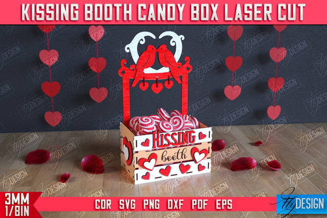 Kissing Booth Candy Box | Candy Treat Box | Valentine's Kissing Booth | CNC File SVG Fly Design 