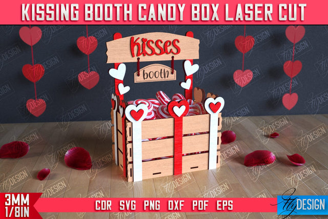 Kissing Booth Candy Box | Candy Treat Box | Valentine's Kissing Booth | CNC File SVG Fly Design 