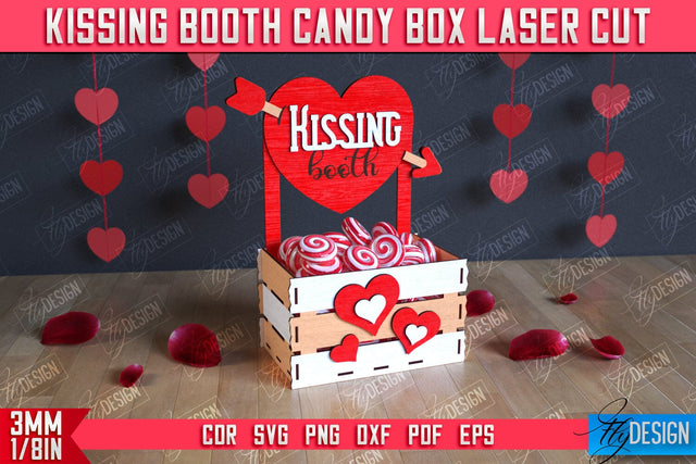 Kissing Booth Candy Box | Candy Treat Box | Valentine's Kissing Booth | CNC File SVG Fly Design 
