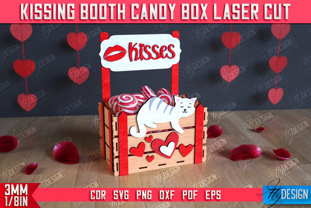 Kissing Booth Candy Box | Candy Treat Box | Valentine's Kissing Booth | CNC File SVG Fly Design 