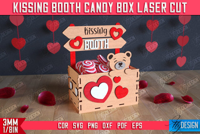 Kissing Booth Candy Box | Candy Treat Box | Valentine's Kissing Booth | CNC File SVG Fly Design 